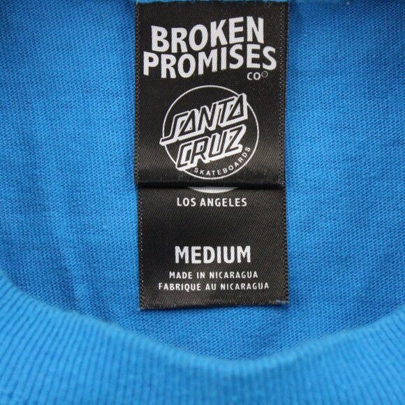 Broken Promises x Santa Cruz Shirt Mens Medium M Blue Short Sleeve Big Graphic - Picture 6 of 9